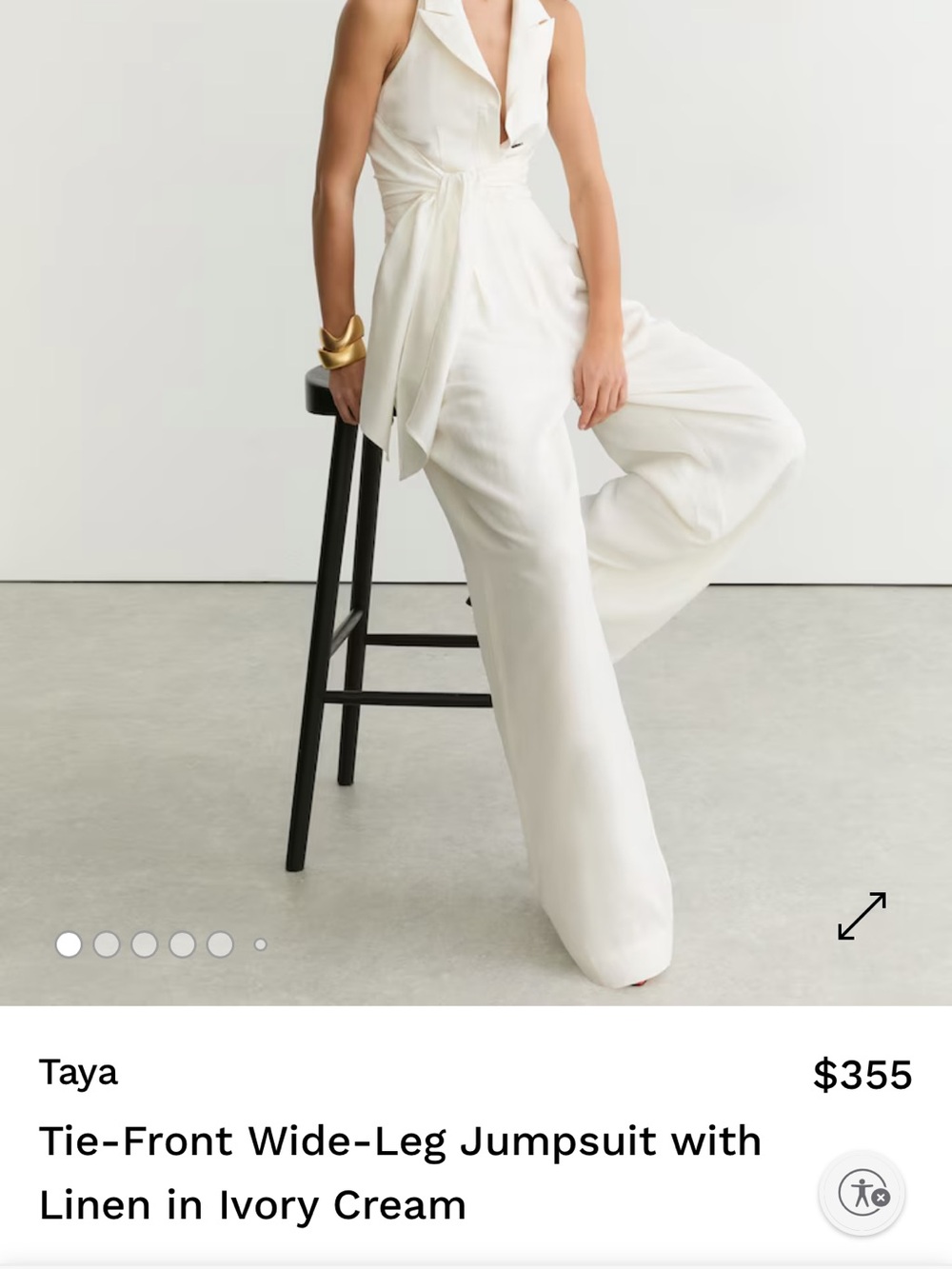 New REISS Taya White Tie-Front Wide-Leg Jumpsuit in Ivory - Picture 2 of 6